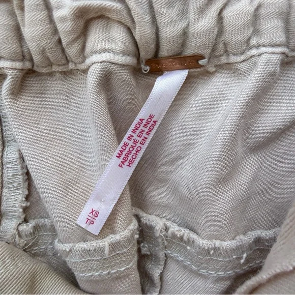 Free People After Love Cuff Pants Trousers Light Khaki NEW XS run big boho wide - Picture 4 of 6